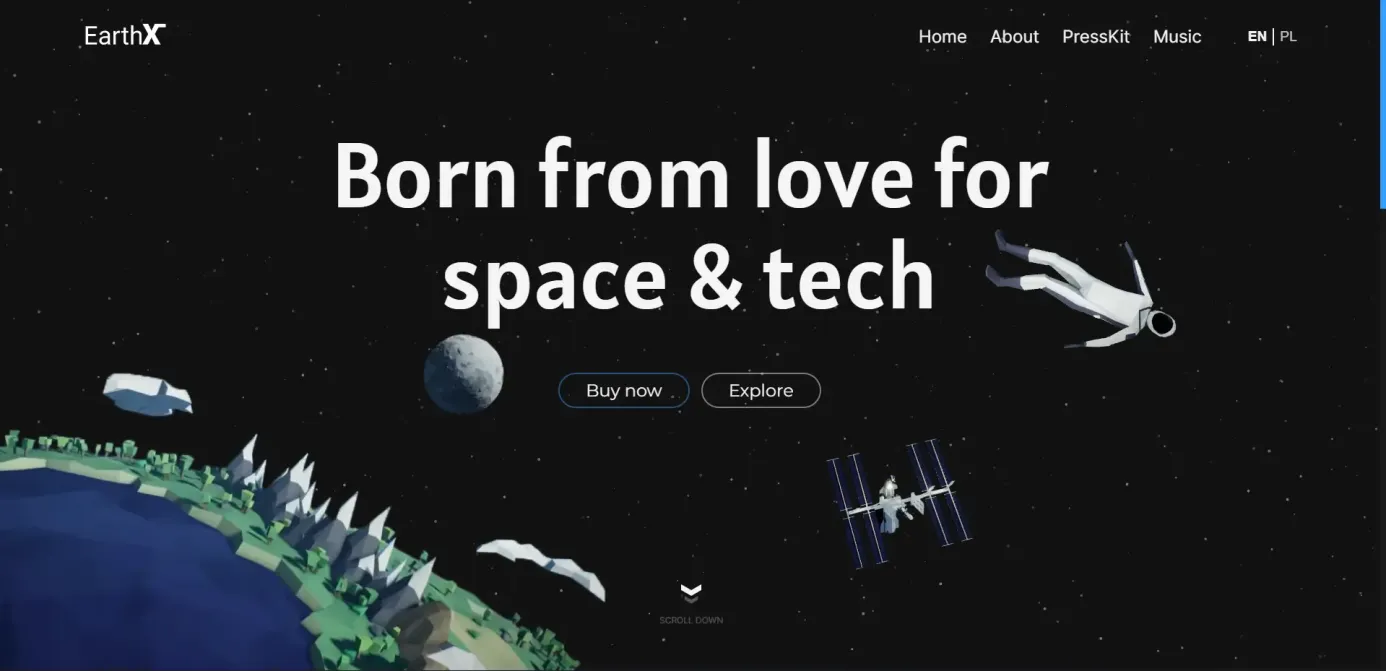 EarthX, Landingpage und Redesign mit 3D-Animationen